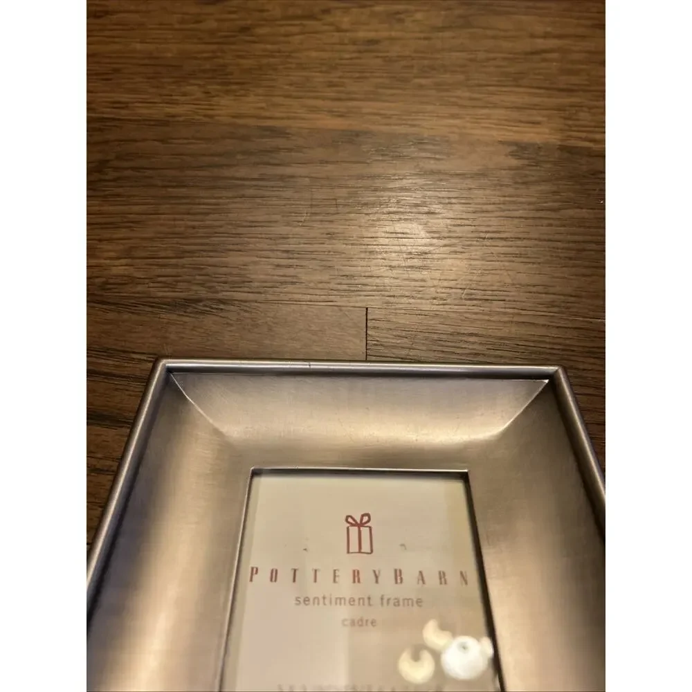 Vtg Pottery Barn Picture Frame 3x3” Square CHRISTMAS 2004 Concave Silver To J25